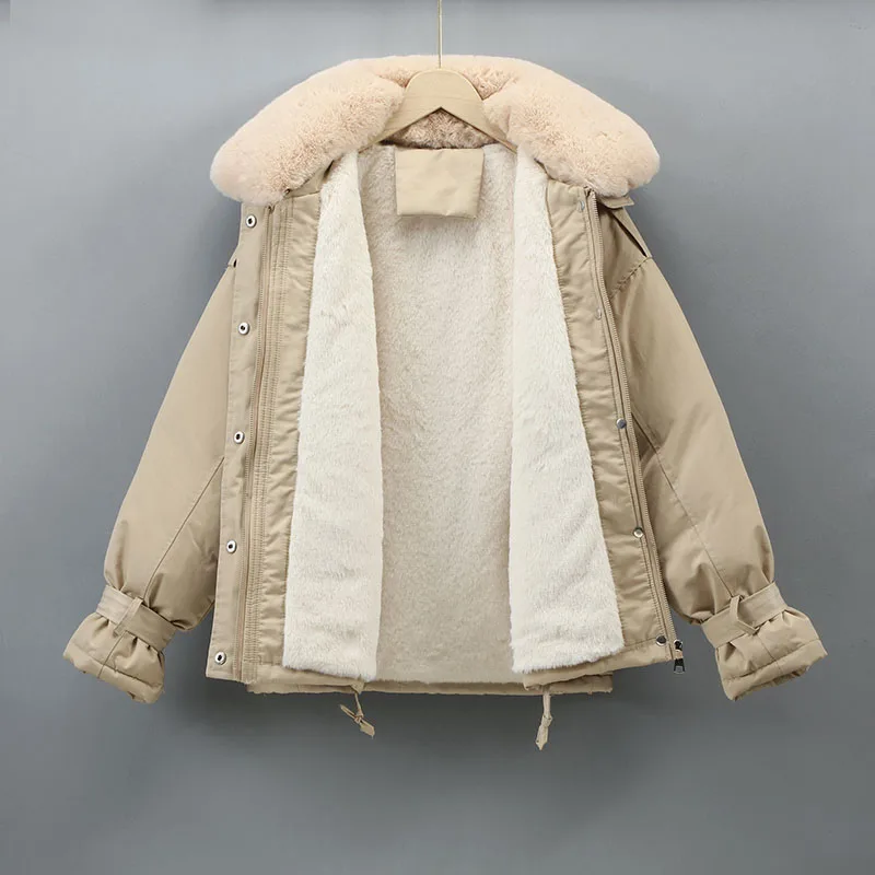 Fur Stand Collar Women's Winter Jackets Solid Short Casual Female Coats Thick Wool Liner Ladies Parkas with Pockets for Outwear
Fur Stand Collar Women's Winter Jackets Solid Short Casual Female Coats Thick Wool Liner Ladies Parkas with Pockets for Outwear