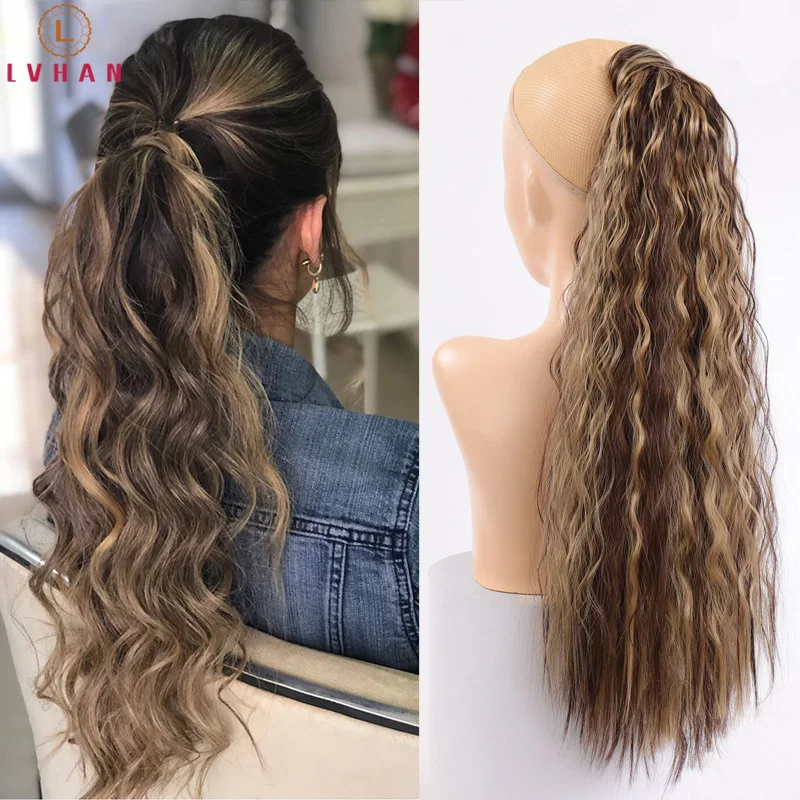 LVHAN Heat Resistant Synthetic puttee Pony Tail Fake Hair Long Corn silk Wrap Around Clip In Ponytail Hair Extension
LVHAN Heat Resistant Synthetic puttee Pony Tail Fake Hair Long Corn silk Wrap Around Clip In Ponytail Hair Extension