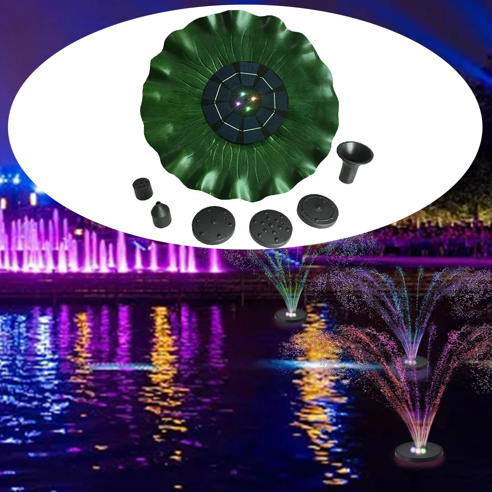 Solar Fountain Pump Bird Bath Fountain, Solar Powered Water Fountain Pump with LED Lights and 5 Water Styles
Solar Fountain Pump Bird Bath Fountain, Solar Powered Water Fountain Pump with LED Lights and 5 Water Styles