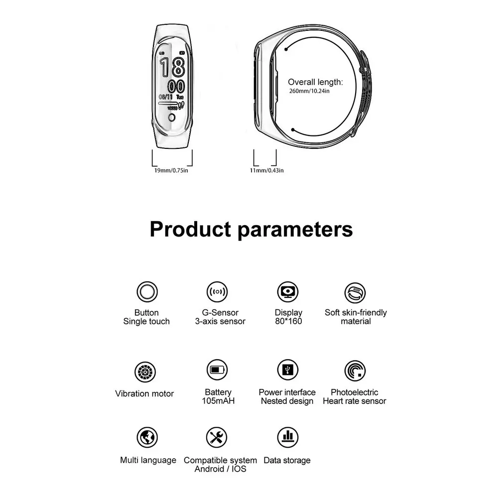 M4 Color Screen Smart Bracelet Heart Rate Blood Oxygen Exercise Step Weather Reminder Smart Bracelet
M4 Color Screen Smart Bracelet Heart Rate Blood Oxygen Exercise Step Weather Reminder Smart Bracelet