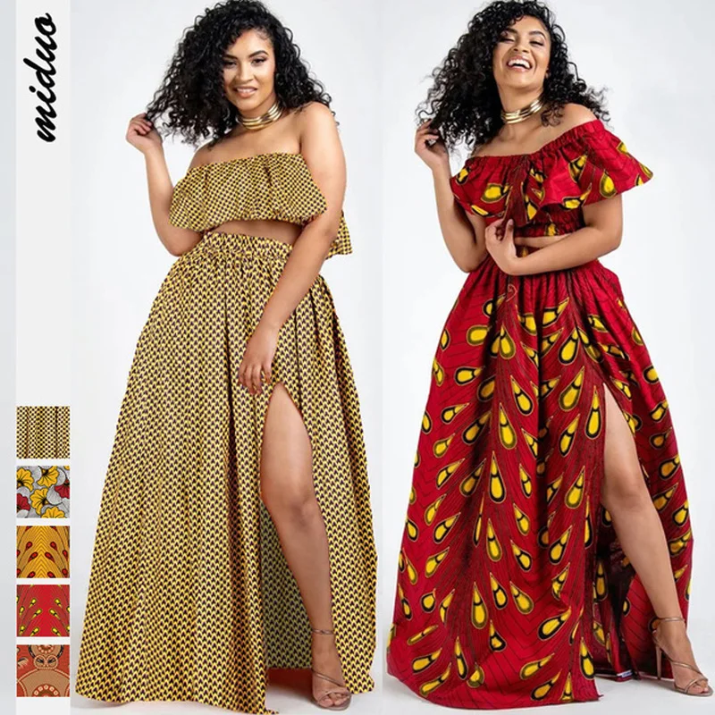 Ruffles Ankara African Dresses Dashiki Print Crop Top+Skirts 2 Pieces Set Traditional African Clothes Women Robe Africaine Femme
Ruffles Ankara African Dresses Dashiki Print Crop Top+Skirts 2 Pieces Set Traditional African Clothes Women Robe Africaine Femme