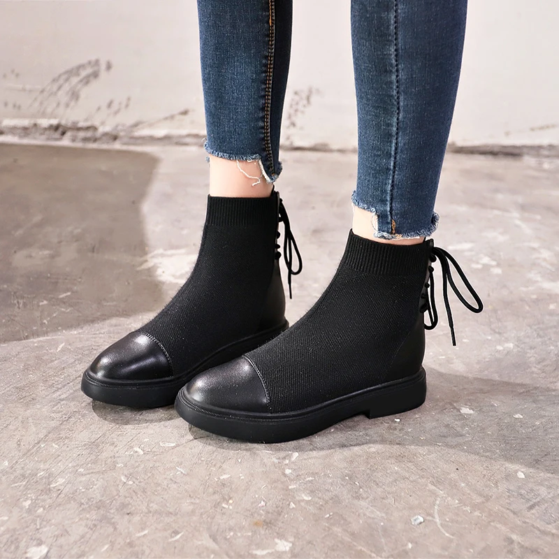 Air Mesh Black Leather Winter Boots Women Shoes Woman Round Toe Lace Up Women Boots Square High Heels 2019 Sock Ankle Boots
Air Mesh Black Leather Winter Boots Women Shoes Woman Round Toe Lace Up Women Boots Square High Heels 2019 Sock Ankle Boots