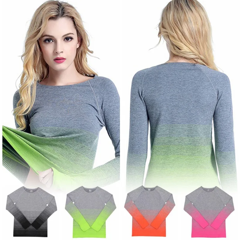 Women Ladies Gym Sports T-Shirts Exercise Top Quick Drying And Sweat Absorbing Fitness Running Long Sleeve Clothes Gradients
Women Ladies Gym Sports T-Shirts Exercise Top Quick Drying And Sweat Absorbing Fitness Running Long Sleeve Clothes Gradients