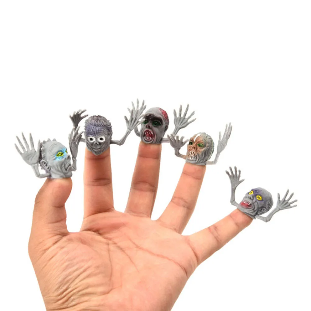 

6pcs Little Finger Puppets Toy Mini Ghost Head Zombie Telling Story Puppets Hand Toys Halloween Interactive Gift For Kid