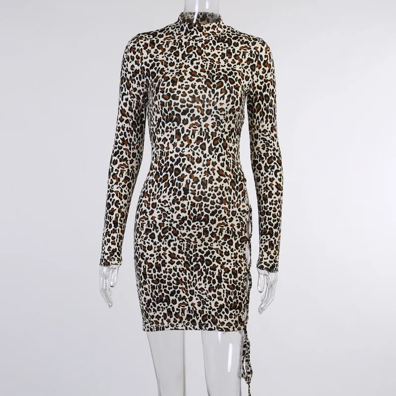 Leopard Print Women Sexy Long Sleeve Bandage Bodycon Party Club Mini Dress Female Sexy Side Cross Hollow Out Dresses
Leopard Print Women Sexy Long Sleeve Bandage Bodycon Party Club Mini Dress Female Sexy Side Cross Hollow Out Dresses