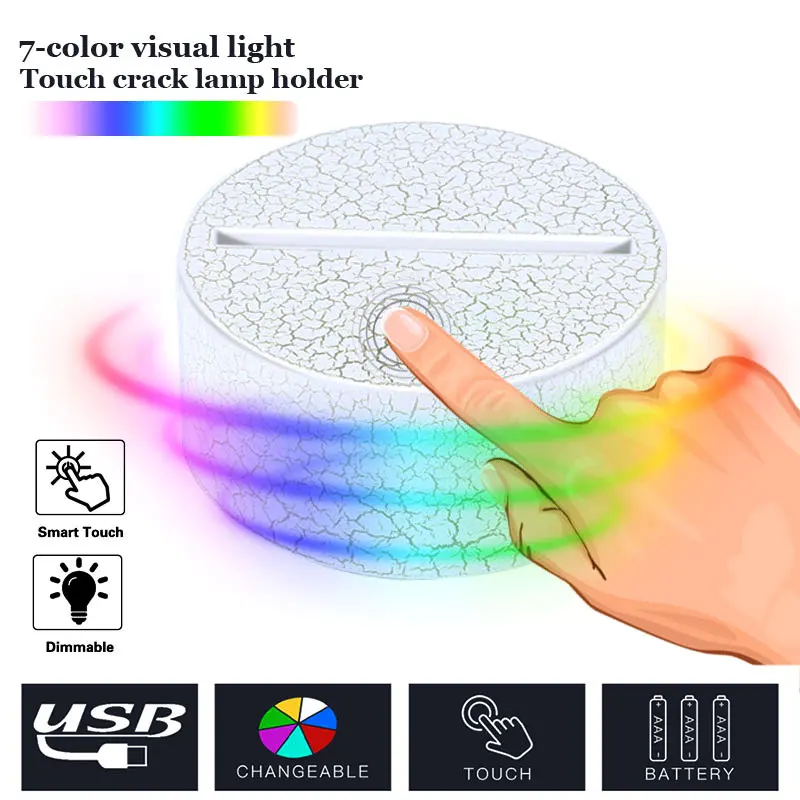 Luminous Light Base Crack Pattern 3D 7 Color LED DC 5V Display Indoor Home Gift Wedding Decor Ornament Lighting Fixture Holder
Luminous Light Base Crack Pattern 3D 7 Color LED DC 5V Display Indoor Home Gift Wedding Decor Ornament Lighting Fixture Holder