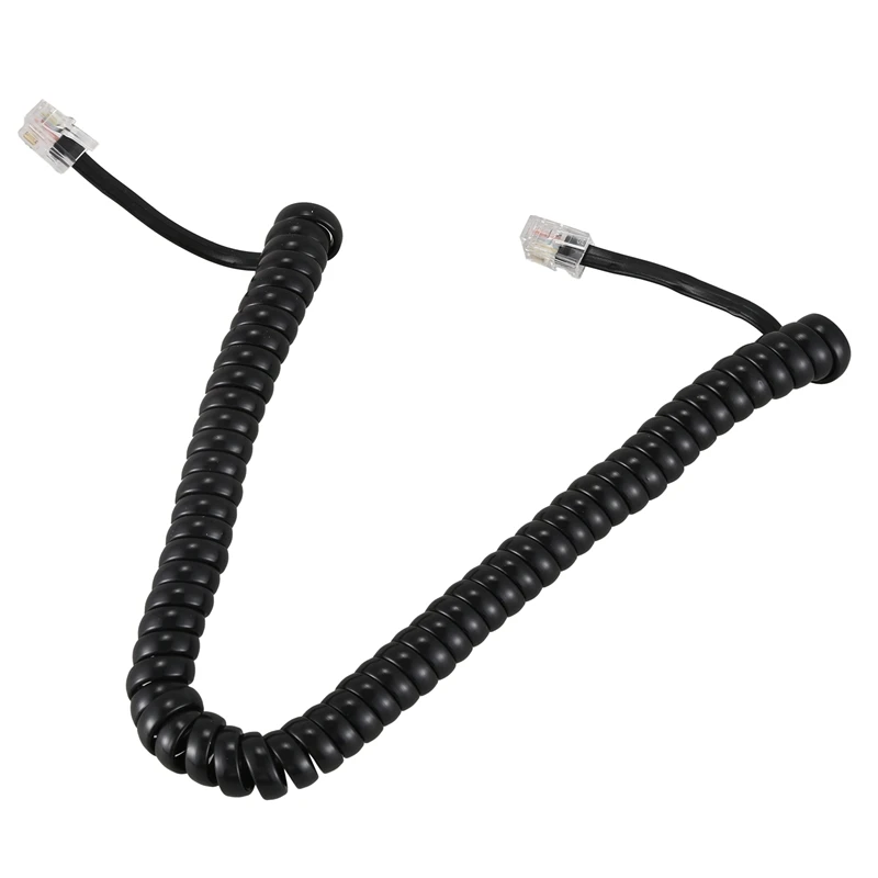 2 шт. м RJ9 4P4C разъем спиральный эластичный телефонные трубки кабель черный |
