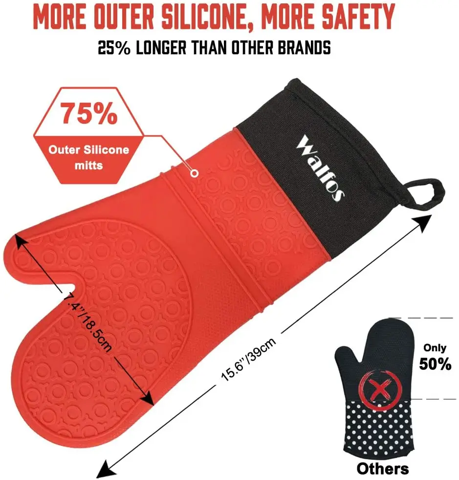 Walfos Piece Heat Resistant Silicon BBQ Glove-Oven Mitt-Kitchen Cooking Glove With Finger-Household Gloves For Cooking Baking
Walfos Piece Heat Resistant Silicon BBQ Glove-Oven Mitt-Kitchen Cooking Glove With Finger-Household Gloves For Cooking Baking