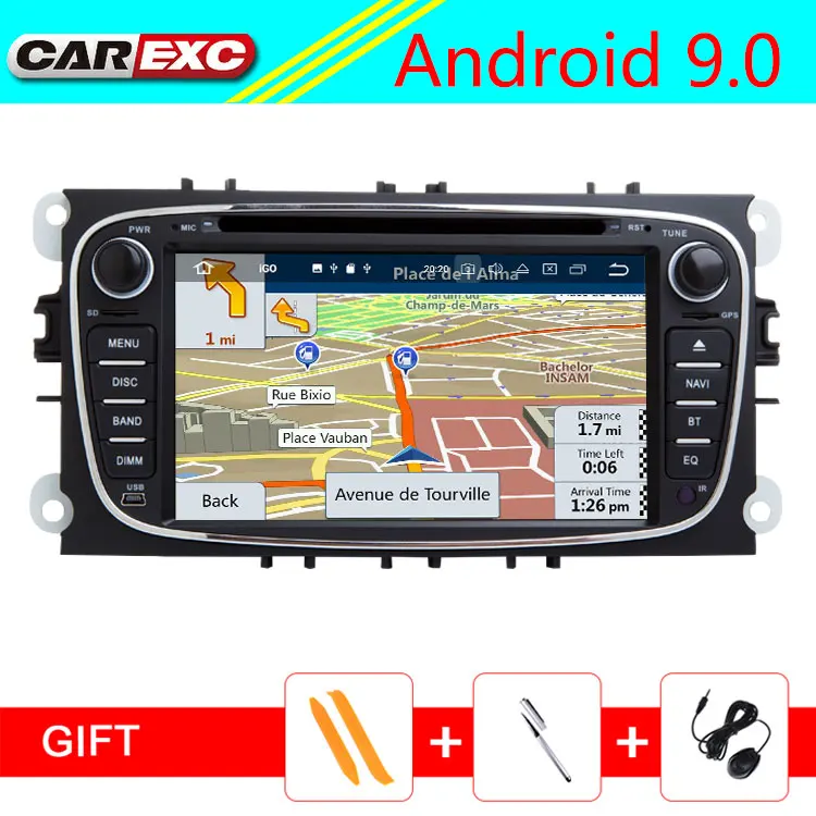 Фото 7 дюймовый Android 9 0 2 Din Автомобильный dvd плеер для FORD Focus S MAX Mondeo C Galaxy WIFI GPS навигация