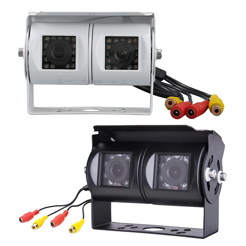 RCA Car Dual Lens Reversing Camera RV Backup Camera Twin Adjustable Angle Lens Rear View CCD Camera for Truck Bus
RCA Car Dual Lens Reversing Camera RV Backup Camera Twin Adjustable Angle Lens Rear View CCD Camera for Truck Bus