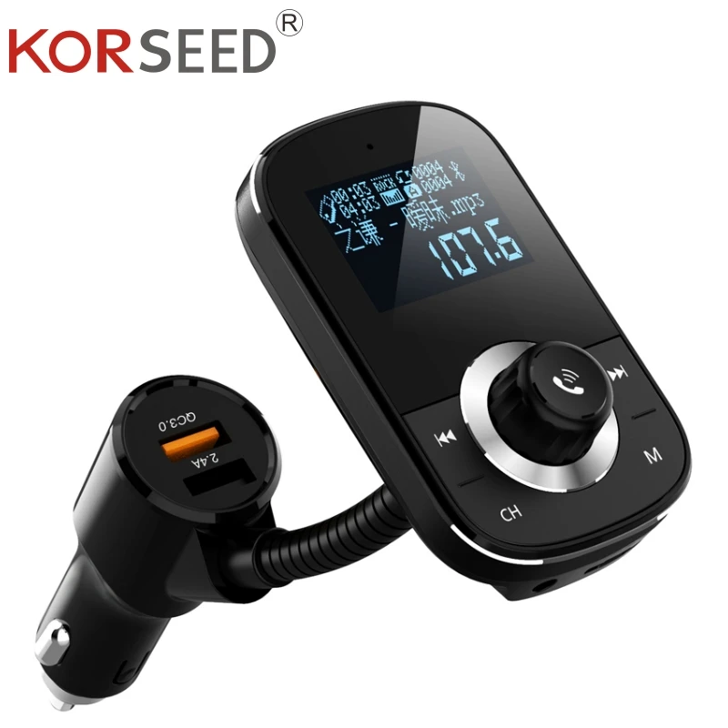 KORSEED FM передатчик модулятор QC3.0 быстрое зарядное устройство двойной USB TF