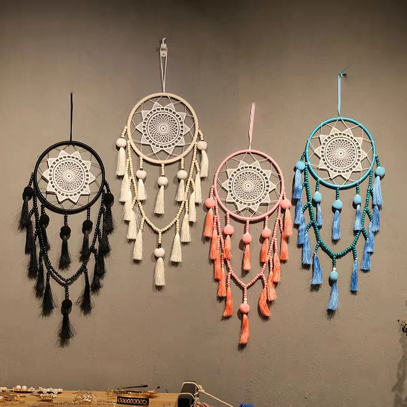 Bohemian Color Popular Style Weaving Dream Catcher Hoop Nordic Home Wall Decoration Craft Circle Ball Wooden Bead Tassel Pendant
Bohemian Color Popular Style Weaving Dream Catcher Hoop Nordic Home Wall Decoration Craft Circle Ball Wooden Bead Tassel Pendant