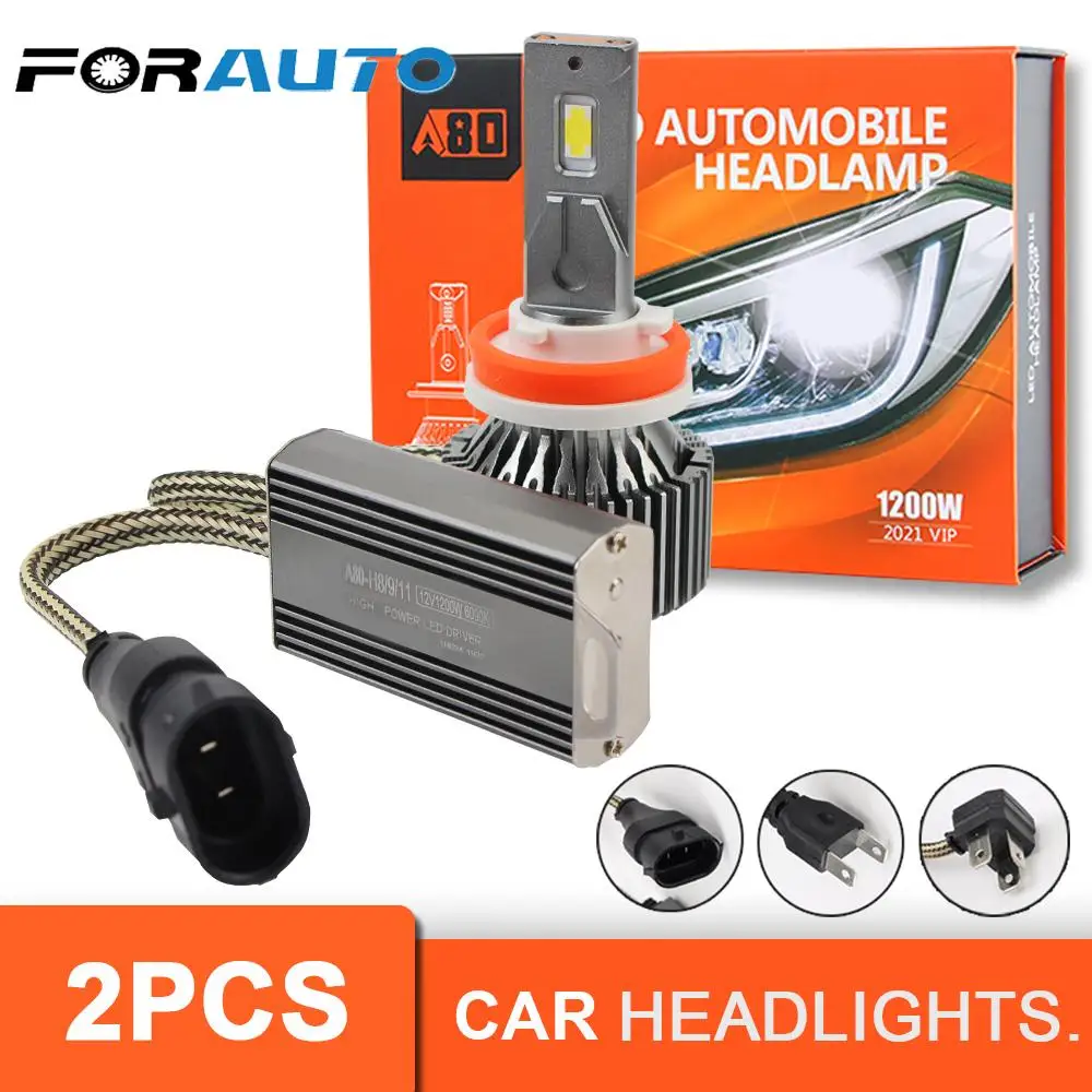 

H4 H7 H11 H8 H9 Bulb Super Bright 2pcs 18 LEDs L/H Beam Fog Light Car LED Headlight 12V 1200W 6000K 14000LM Auto Accessories