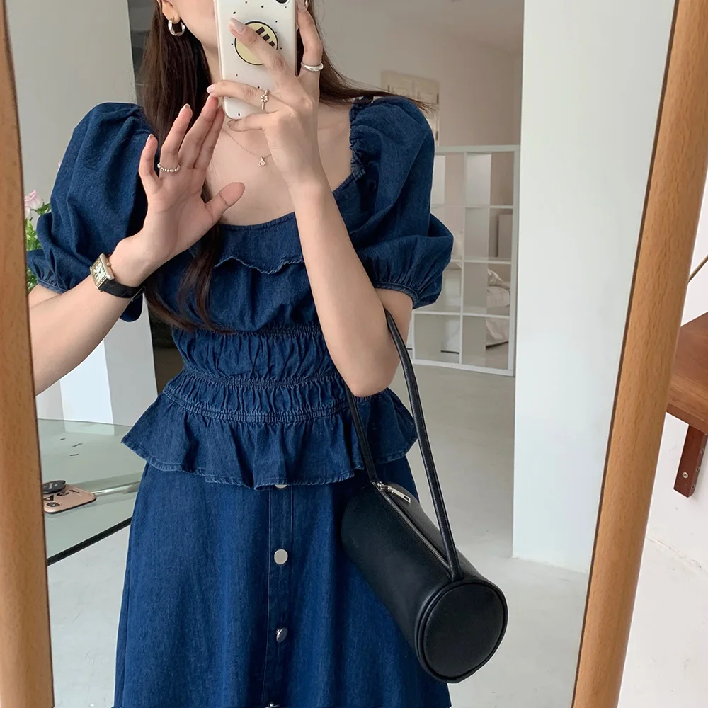 Sweet Summer Ruffles Denim Vintage 2021 Fashion Elegant Blouses+ A-line Loose Slim Femme Skirts Denim Two Piece Sets
Sweet Summer Ruffles Denim Vintage 2021 Fashion Elegant Blouses+ A-line Loose Slim Femme Skirts Denim Two Piece Sets