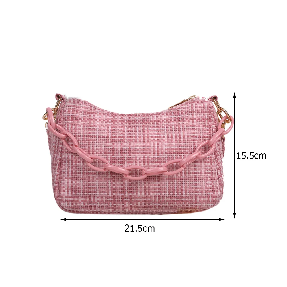 Fashion Plaid Women Underarm Shoulder Bags Casual Solid Color Thick Chain Small Top-Handle Handbags Ladies Daily Shoulder Bags
Fashion Plaid Women Underarm Shoulder Bags Casual Solid Color Thick Chain Small Top-Handle Handbags Ladies Daily Shoulder Bags