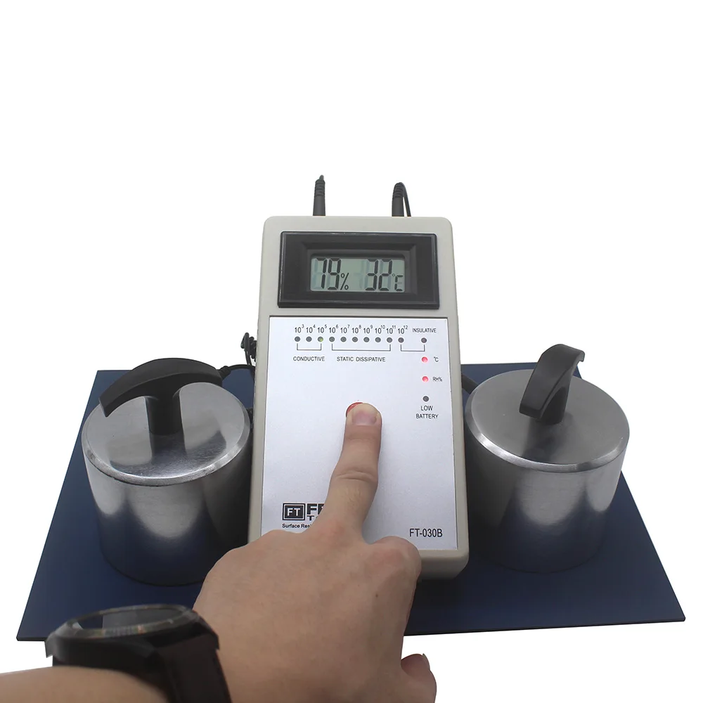 FEITA Electric ESD digital display resistance tester FT-030B Surface resistance meter with double hammer
FEITA Electric ESD digital display resistance tester FT-030B Surface resistance meter with double hammer