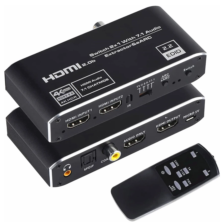 2x1 4K HDMI переключатель eARC аудио экстрактор с дугой и оптическим Toslink HDMI 2,0 переключатель 4K 60 Гц HDMI переключатель дистанционное управление для ...
2x1 4K HDMI переключатель eARC аудио экстрактор с дугой и оптическим Toslink HDMI 2,0 переключатель 4K 60 Гц HDMI переключатель дистанционное управление для ...