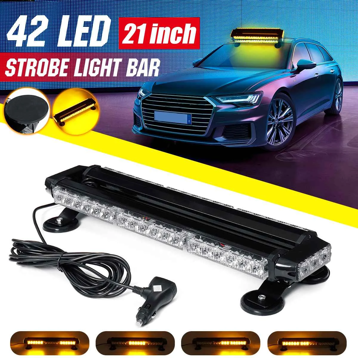 12V 42LED Amber Double Side Traffic Advisor Strobe Flash Light Bar Emergency Lamp Magnetic Mount Car Truck SUV 7 Modes
12V 42LED Amber Double Side Traffic Advisor Strobe Flash Light Bar Emergency Lamp Magnetic Mount Car Truck SUV 7 Modes