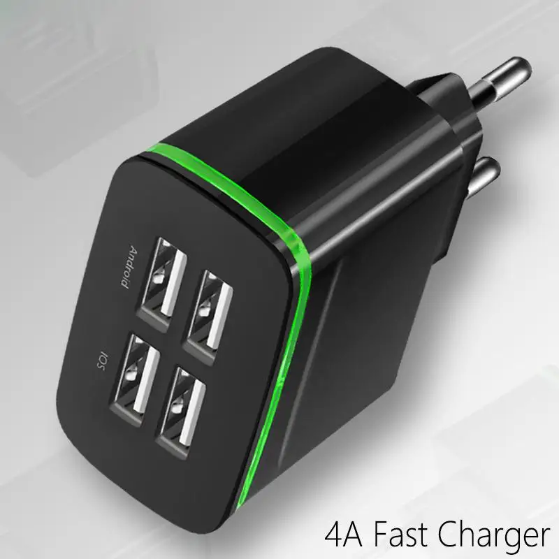 Сетевое зарядное устройство BEESCLOVER с 4 USB портами и европейской вилкой|Зарядные