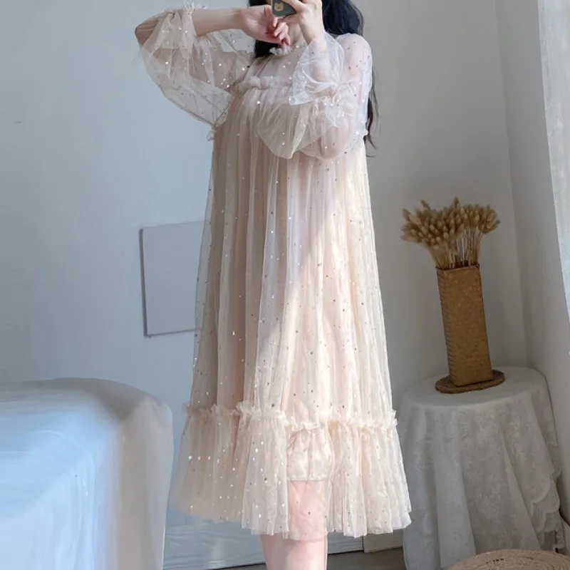 2021 Spring New Women Loose Long Sleeve Mesh Dress O Neck Flare Sleeve Star Pattern Dresses Vestidos
2021 Spring New Women Loose Long Sleeve Mesh Dress O Neck Flare Sleeve Star Pattern Dresses Vestidos