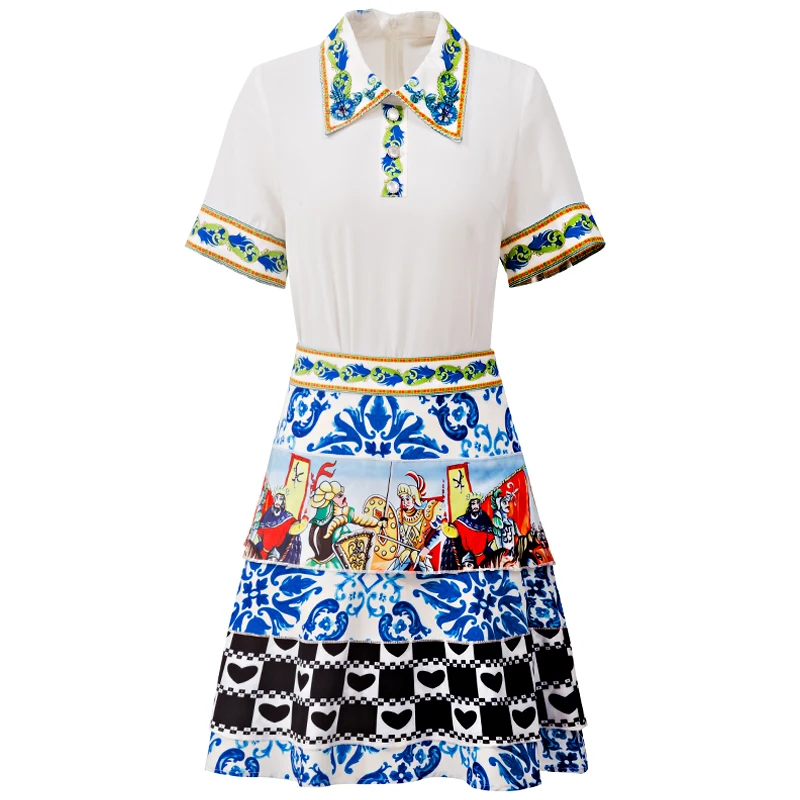 DIDABOLE Fashion Summer New Women Sets Lapel Diamond T-Shirt Tops + A-Line Print Skirt Elegant Party High Quality Two-Piece Suit
DIDABOLE Fashion Summer New Women Sets Lapel Diamond T-Shirt Tops + A-Line Print Skirt Elegant Party High Quality Two-Piece Suit