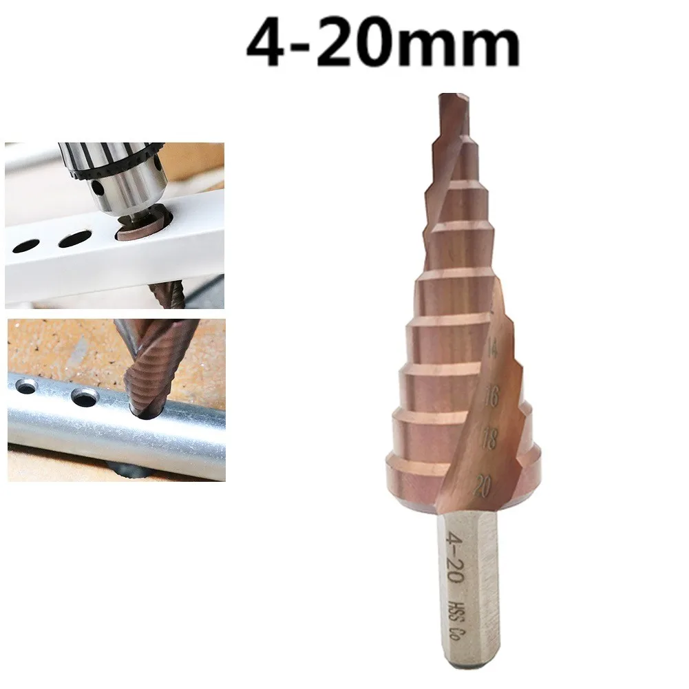 4-20mm HSS M35 Cobalt Spiral Step Cone Drill Bit Hole Cutter Triangle Shank 180-240 Rotation Speed Drilling Bit
4-20mm HSS M35 Cobalt Spiral Step Cone Drill Bit Hole Cutter Triangle Shank 180-240 Rotation Speed Drilling Bit