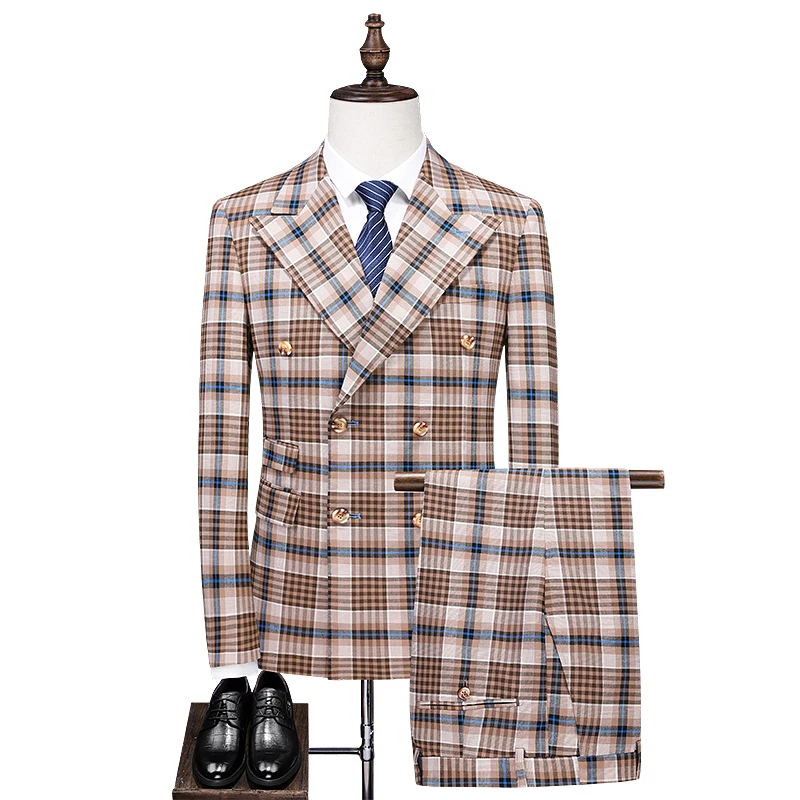 (Jacket+Pants) Chic Streetwear Khaki Plaid 2 Piece Groom Tuxedos For Wedding Formal Prom Suit Party Evening Blazer Custom Made
(Jacket+Pants) Chic Streetwear Khaki Plaid 2 Piece Groom Tuxedos For Wedding Formal Prom Suit Party Evening Blazer Custom Made