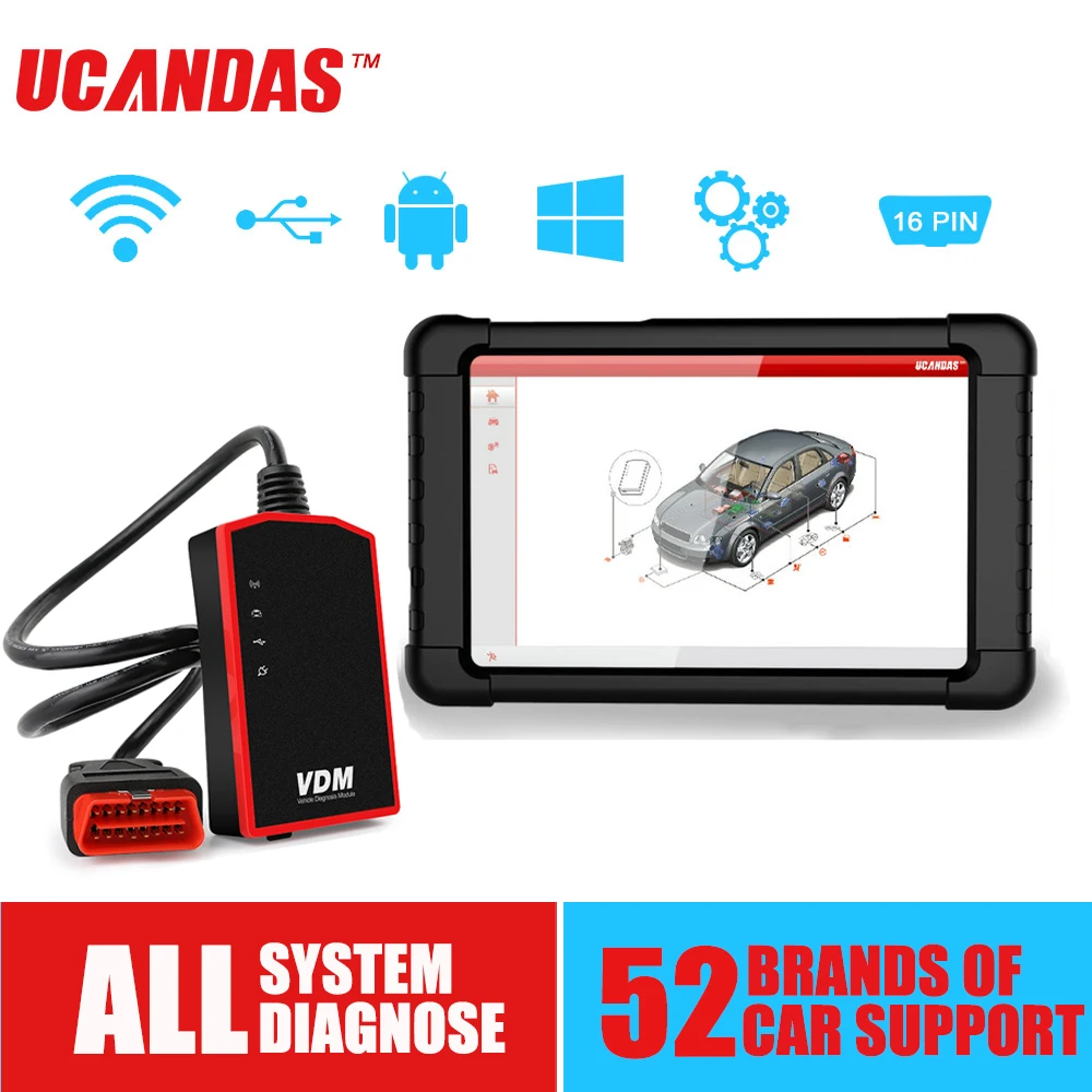 UCANDAS VDM Wifi автомобиль OBD2 полная система диагностический инструмент авто TPS