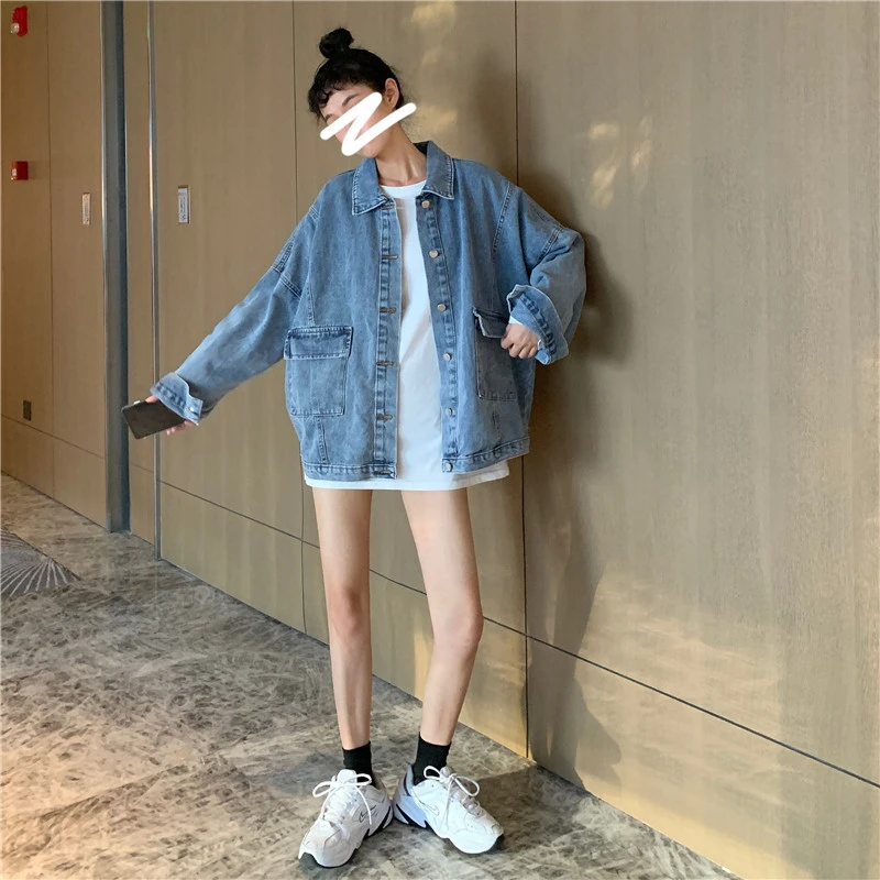 Women's Denim Jacket Oversized Outerwear Spring Autumn Female Clothes Long Sleeve Streetwear Casual Korean Style Coat Y297
Women's Denim Jacket Oversized Outerwear Spring Autumn Female Clothes Long Sleeve Streetwear Casual Korean Style Coat Y297