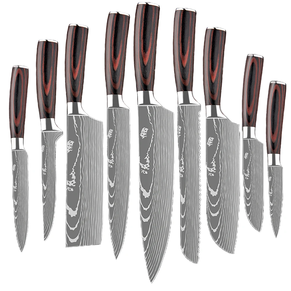 Kitchen 8 Inch Chef Knife 9 Pcs Set Damascus Laser Grain Stainless Steel Japanese Chef knife Sharp Utility Knife Bone Knife
Kitchen 8 Inch Chef Knife 9 Pcs Set Damascus Laser Grain Stainless Steel Japanese Chef knife Sharp Utility Knife Bone Knife