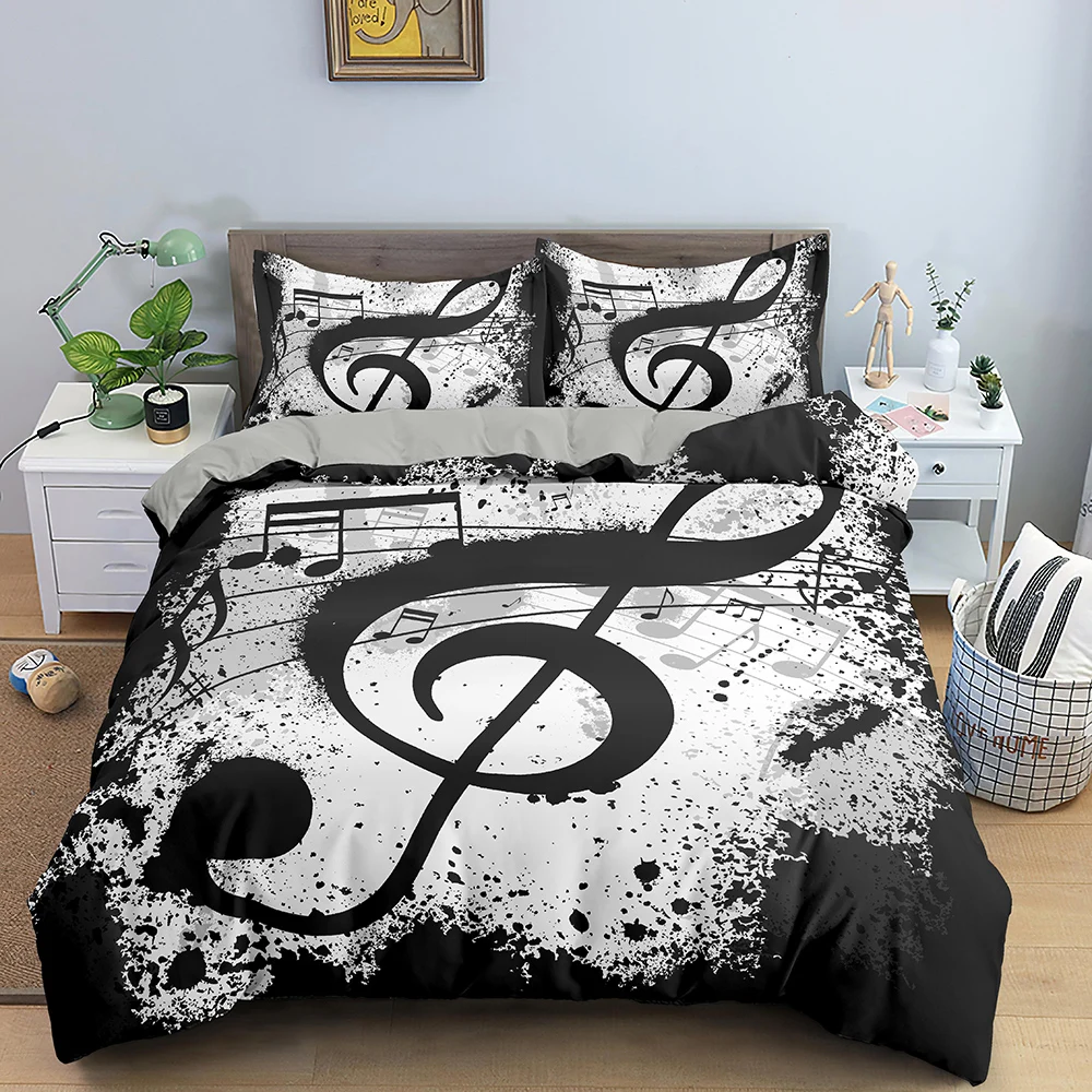 Music Notation Duvet Cover Set Bedding Set Black And White Comforter Cover With Pillowcase Microfiber Bedclothes 2/3pcs
Music Notation Duvet Cover Set Bedding Set Black And White Comforter Cover With Pillowcase Microfiber Bedclothes 2/3pcs