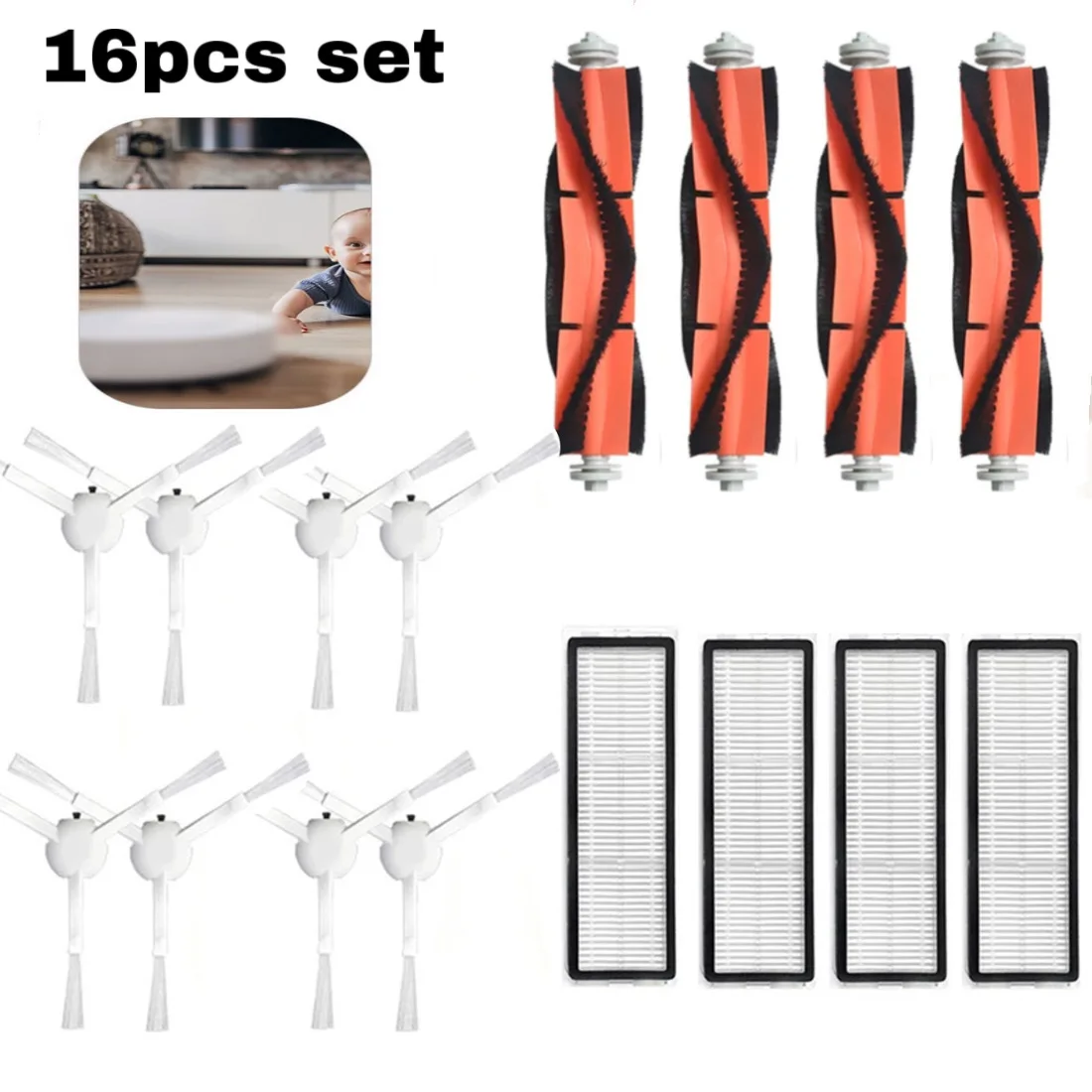 16PCS Robot Vacuum Cleaner Parts Replacement Filter For Xiaomi Mijia Robot 1C STYTJ01ZHM Main Brush Filters Side Brushes Accesso
16PCS Robot Vacuum Cleaner Parts Replacement Filter For Xiaomi Mijia Robot 1C STYTJ01ZHM Main Brush Filters Side Brushes Accesso