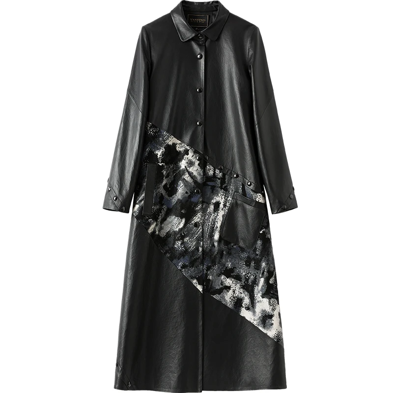 JCHB 2021 leather coat women's long windbreaker fashion stitching printed sheepskin Leather Coat
JCHB 2021 leather coat women's long windbreaker fashion stitching printed sheepskin Leather Coat