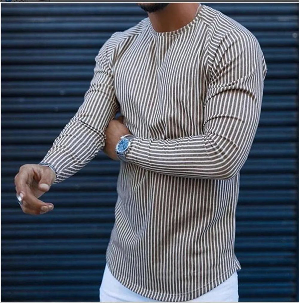 2021 New Spring And Autumn Men'S Long-Sleeved T-Shirt Slim Pullover Striped Bottoming Shirt Round Neck Casual Men's top
2021 New Spring And Autumn Men'S Long-Sleeved T-Shirt Slim Pullover Striped Bottoming Shirt Round Neck Casual Men's top