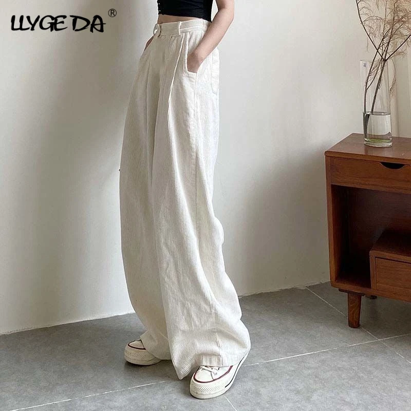 Vintage Corduroy Pants For Women White High Waisted Loose Casual Wide -leg Women's Pant 2021 Autumn Ins Korean Fashion Trousers
Vintage Corduroy Pants For Women White High Waisted Loose Casual Wide -leg Women's Pant 2021 Autumn Ins Korean Fashion Trousers
