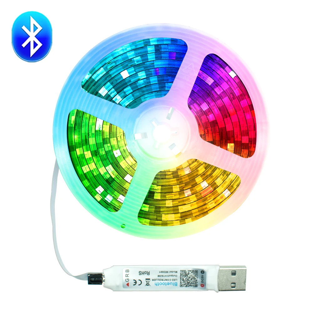 

LED Strips Lights Bluetooth USB 5050 SMD DC5V Waterproof Flexible Diode Tape RGB 0.5M 1M 2M 3M 4M 5M TV Desktop Screen BackLight