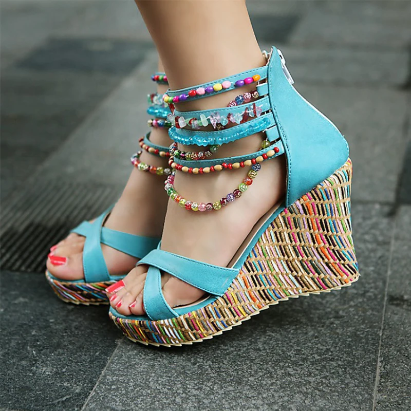 Summer Strappy High Heel Sandals Women Splice Trend High Heel Bohemian National Style Shoes Wedding Party Sandals Wedge Footwear
Summer Strappy High Heel Sandals Women Splice Trend High Heel Bohemian National Style Shoes Wedding Party Sandals Wedge Footwear