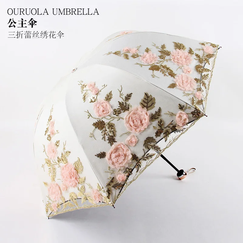 Three-Fold Double-Layer Embroidered Umbrellas UV-Proof Sunshade 2021 Sun Umbrella Lace Embroidered Umbrellas Rain and Rain
Three-Fold Double-Layer Embroidered Umbrellas UV-Proof Sunshade 2021 Sun Umbrella Lace Embroidered Umbrellas Rain and Rain