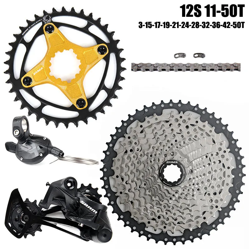 

SRAM SX EAGLE 1x12 Speed MTB Derailleurs Groupset ZRACE 11-50T Cassette with 34T 38T 104BCD Direct Mount Steel Chainring Crown
