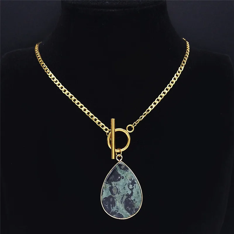 2021 Water Drop Stainless Steel Natural Stone Choker Necklace Gold Color Pendant Fashion Jewery gemstone necklace NXS04
2021 Water Drop Stainless Steel Natural Stone Choker Necklace Gold Color Pendant Fashion Jewery gemstone necklace NXS04