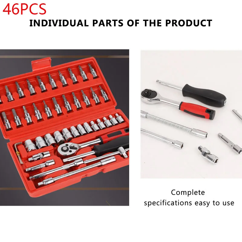 46 шт 1/4 дюйма гнездо Набор бит динамометрический ключ с храповым механизмом хром-ванадиевая сталь Сталь комбинированный инструмент для рем...
46 шт 1/4 дюйма гнездо Набор бит динамометрический ключ с храповым механизмом хром-ванадиевая сталь Сталь комбинированный инструмент для рем...