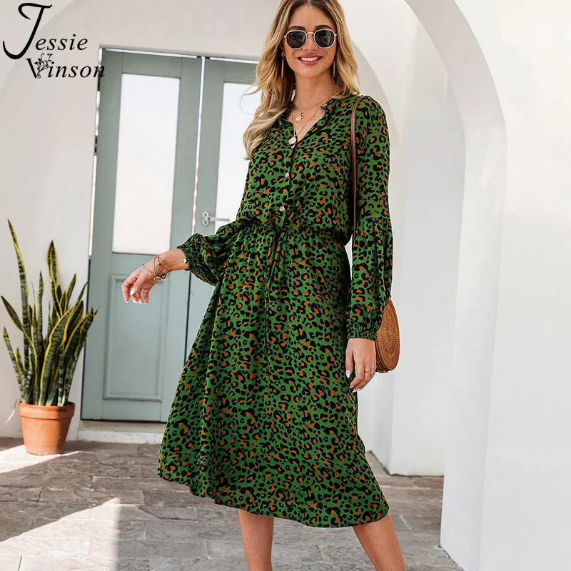 Jessie Vinson Vintage Leopard Print Midi Dress Women Casual Long Sleeve Stand Collar Tunic Long Dress Robe Femme Vestidos Autumn
Jessie Vinson Vintage Leopard Print Midi Dress Women Casual Long Sleeve Stand Collar Tunic Long Dress Robe Femme Vestidos Autumn