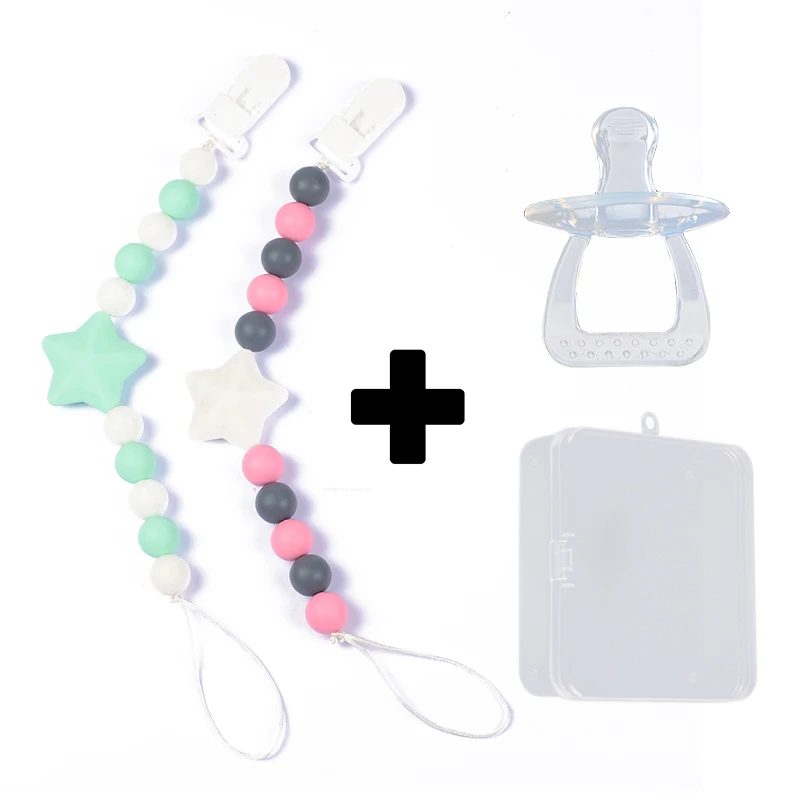 New Baby Pacifier Chain Nipple Combination Set 2Pcs Food Grade Silicone Pacifier Clip+1Pc Nipple+Dustproof Pacifier Storage Box
New Baby Pacifier Chain Nipple Combination Set 2Pcs Food Grade Silicone Pacifier Clip+1Pc Nipple+Dustproof Pacifier Storage Box