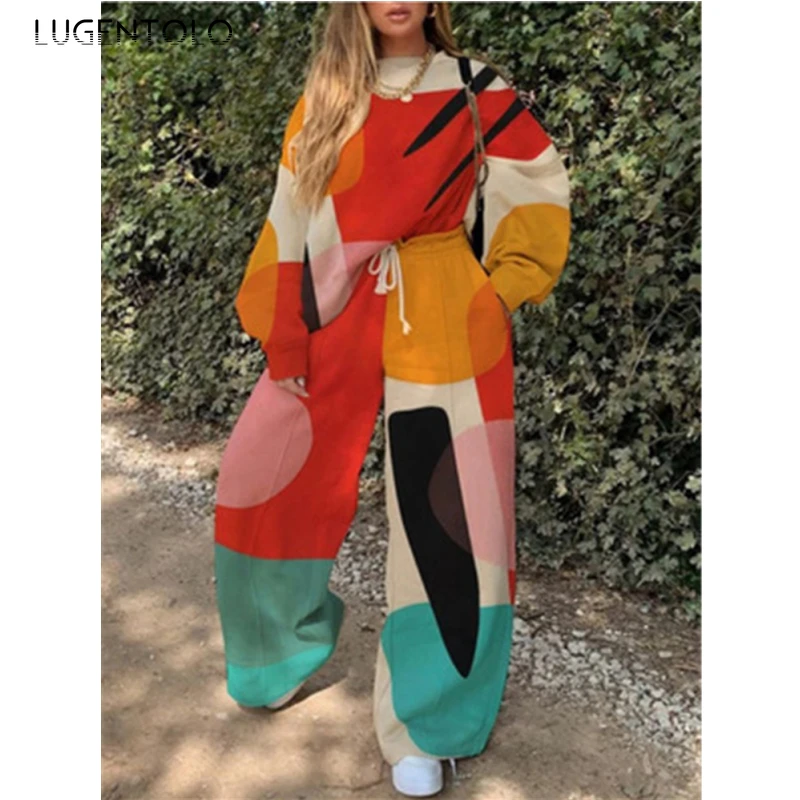 Two-piece Set Women Creativity Print Loose Spring Long Sleeve O-neck Female Casual Pocket Wide Leg Pants Fashion Sets Lugentolo
Two-piece Set Women Creativity Print Loose Spring Long Sleeve O-neck Female Casual Pocket Wide Leg Pants Fashion Sets Lugentolo