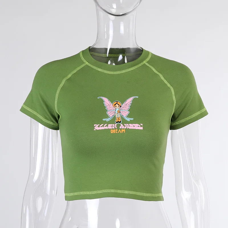 E-girl Butterfly Graphic Tshirt Letter Printing Stitch Green Crop Tops Y2K Summer Grunge Style O-neck Short Sleeve T-shirts Emo
E-girl Butterfly Graphic Tshirt Letter Printing Stitch Green Crop Tops Y2K Summer Grunge Style O-neck Short Sleeve T-shirts Emo