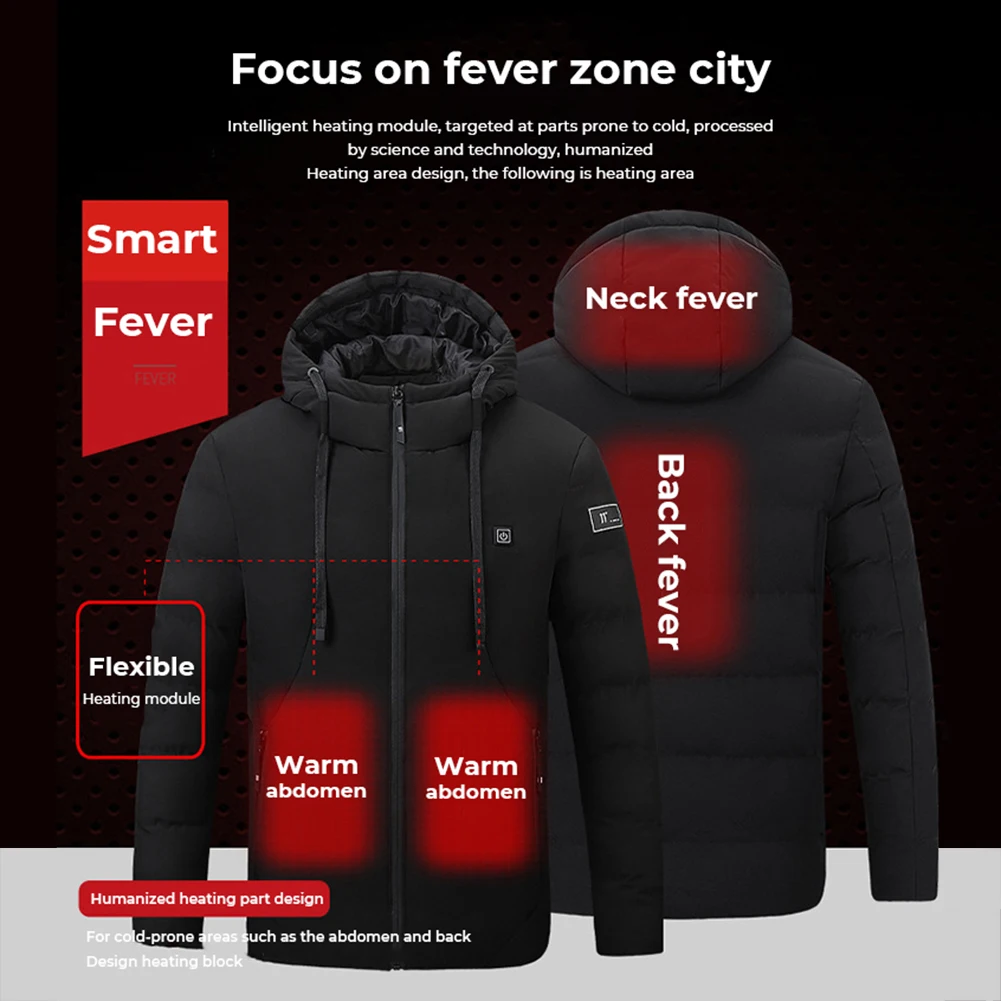 Smart Heating Cotton Clothing 4 Zone Single Control USB Electric Heating Constant Temperature Cotton Clothing Men Hooded Jacket
Smart Heating Cotton Clothing 4 Zone Single Control USB Electric Heating Constant Temperature Cotton Clothing Men Hooded Jacket
