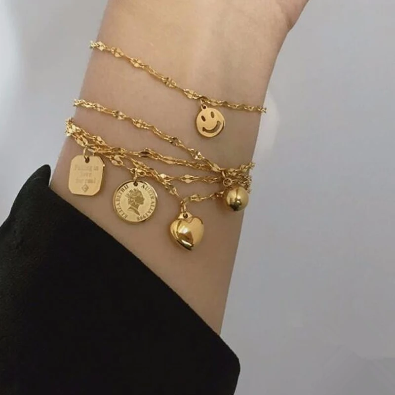 Браслет-цепочка женский из титановой стали с сердцем и улыбающимся лицом, 316 л
Браслет-цепочка женский из титановой стали с сердцем и улыбающимся лицом, 316 л