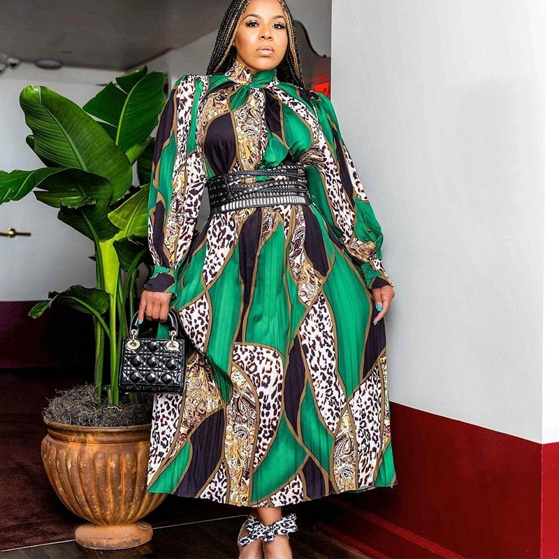 Women Fashion Leopard Printed Patchwork Long Dress Autumn Winter Long Sleeve High Waist Pleated Party Dress Plus Size 3XL
Women Fashion Leopard Printed Patchwork Long Dress Autumn Winter Long Sleeve High Waist Pleated Party Dress Plus Size 3XL