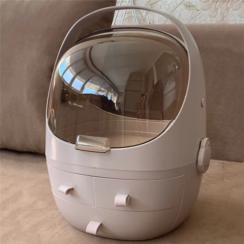 Multi-Functional Space Capsule Makeup Organizer Box Desktop Plastic Display Cosmetic Storage Case With Drawers And Dustproof 
Multi-Functional Space Capsule Makeup Organizer Box Desktop Plastic Display Cosmetic Storage Case With Drawers And Dustproof