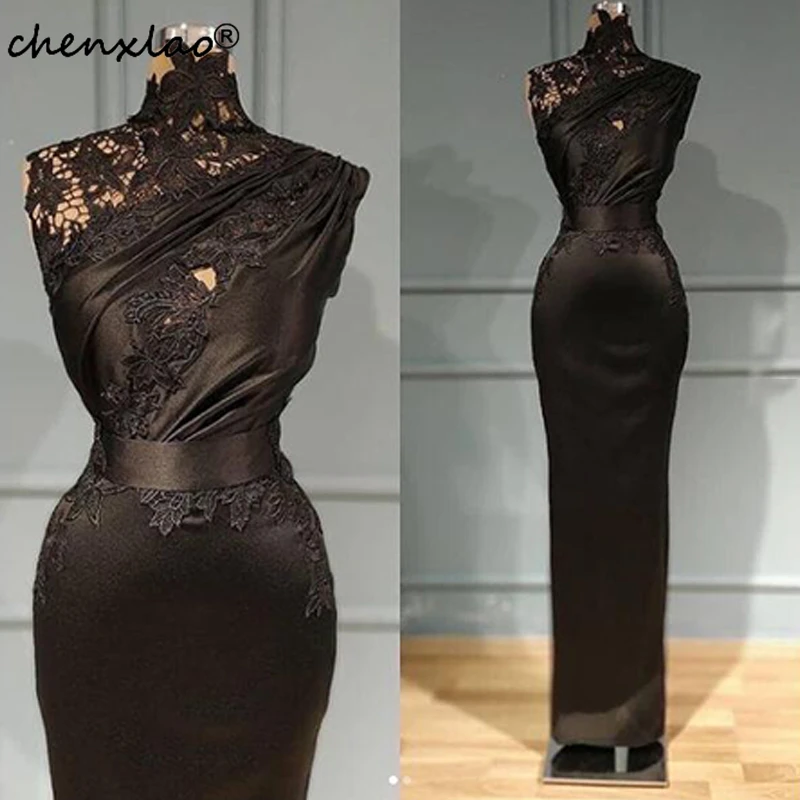 Chenxiao Black Evening Dresses Mermaid High Neck Appliques Lace Pleat Belt Elegant Dubai Arabian Design Party Gowns
Chenxiao Black Evening Dresses Mermaid High Neck Appliques Lace Pleat Belt Elegant Dubai Arabian Design Party Gowns